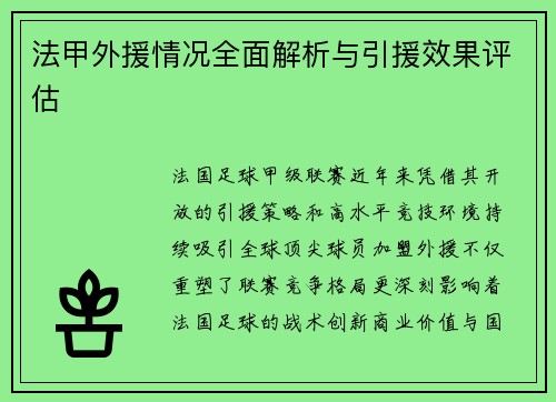 法甲外援情况全面解析与引援效果评估